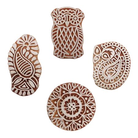 Set of 4 Piece New Mix Wooden Printing Blocks